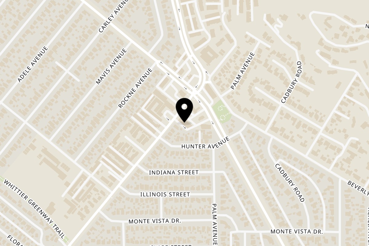 Map showing the location of Big T's Pizza Whittier on 5416 Norwalk Blvd in Whittier